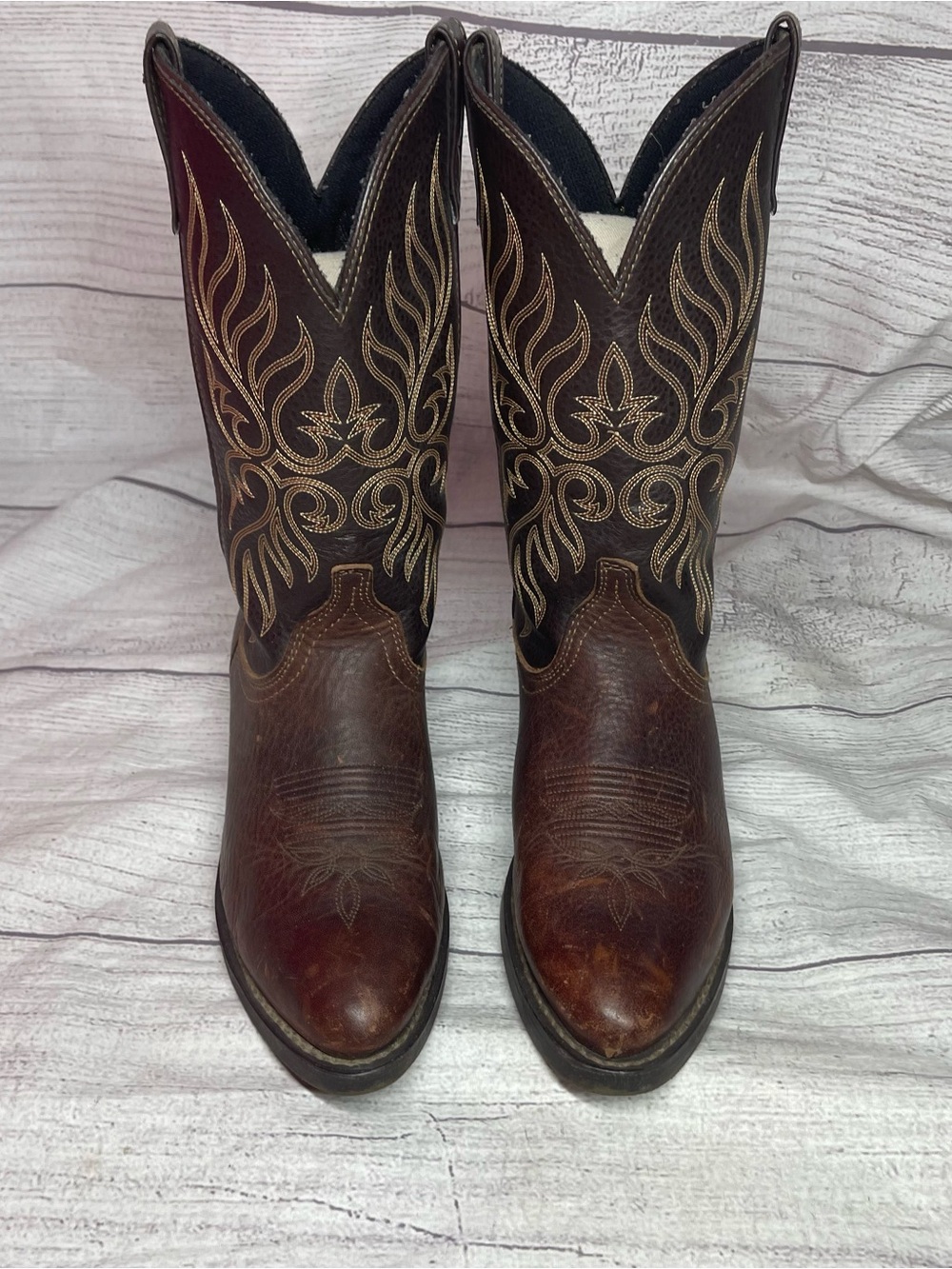 Laredo Women’s 8 Kelli Copper Kettle Brown Round Toe Leather Boots